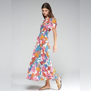 VILAGALLO Women's Leila Dress In Flor Tropical Print